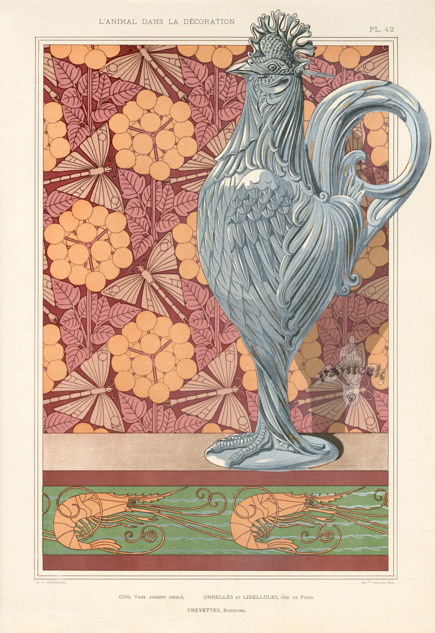 Verneuil & Grasset 1897 Coq, Shrimp, Ombelles