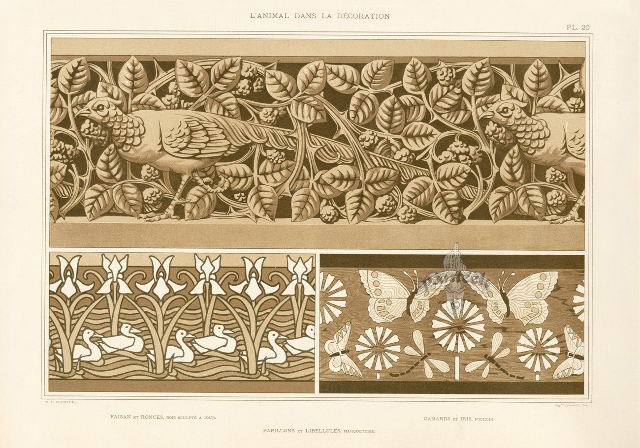 Verneuil & Grasset 1897 Pheasant, Papillons