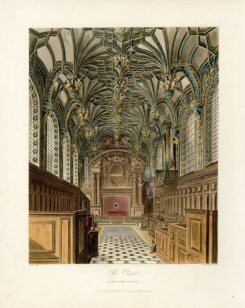 W.H. Pyne Prints 1819 Chapel, Hampton Court