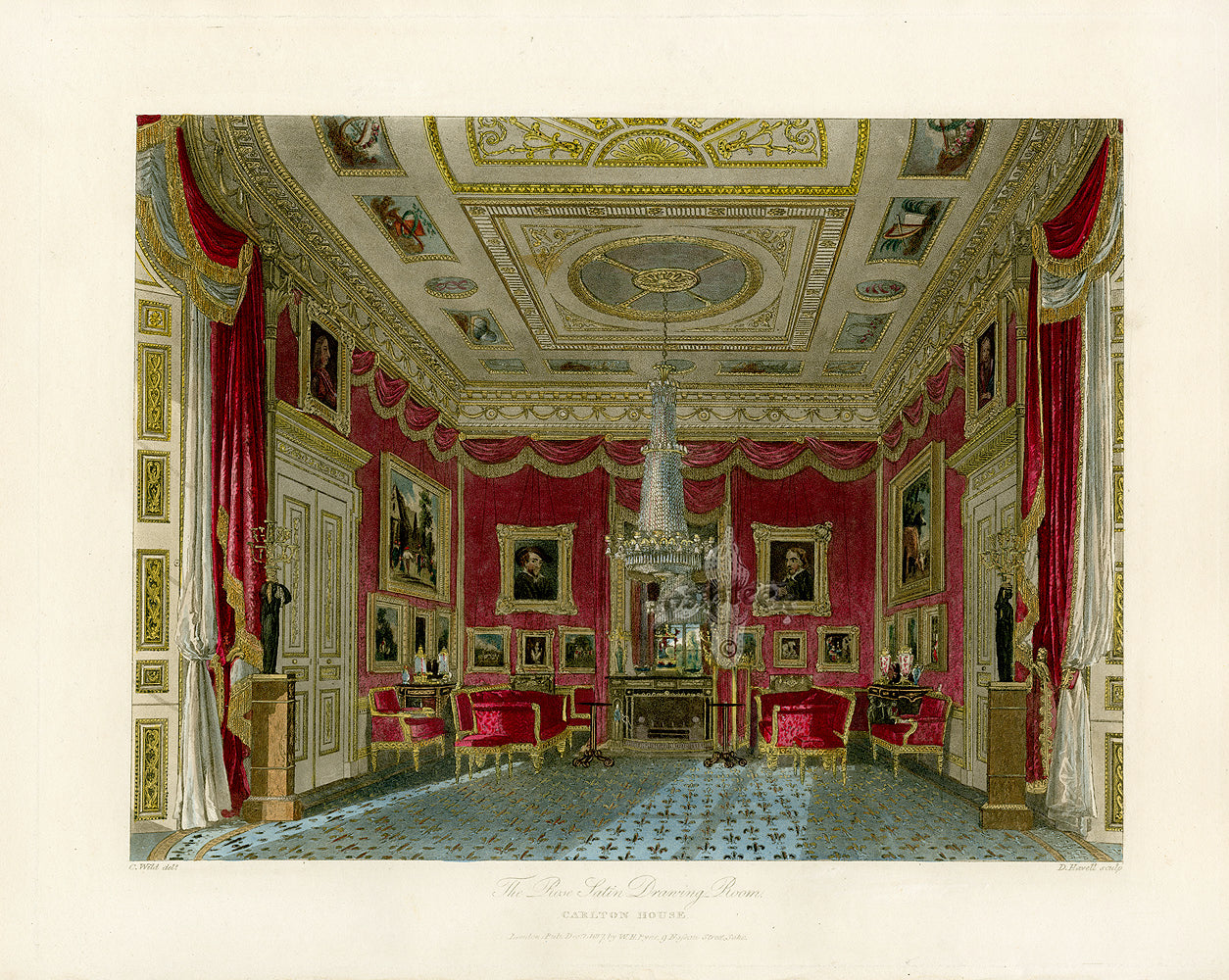 W.H. Pyne Prints 1819 Drawing Room, Carlton House