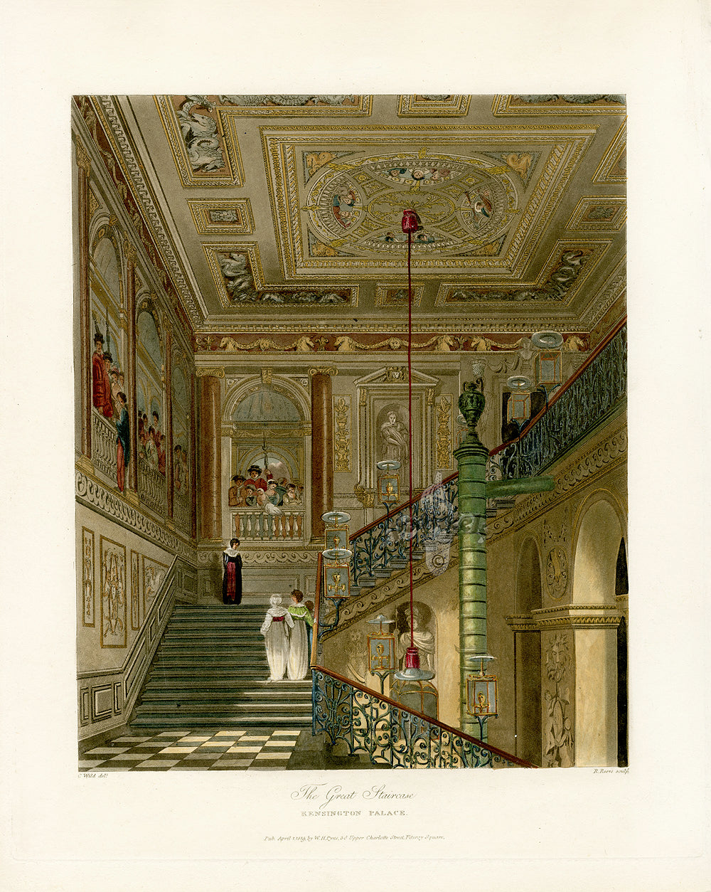 W.H. Pyne Prints 1819 Great Staircase, Kensington Palace