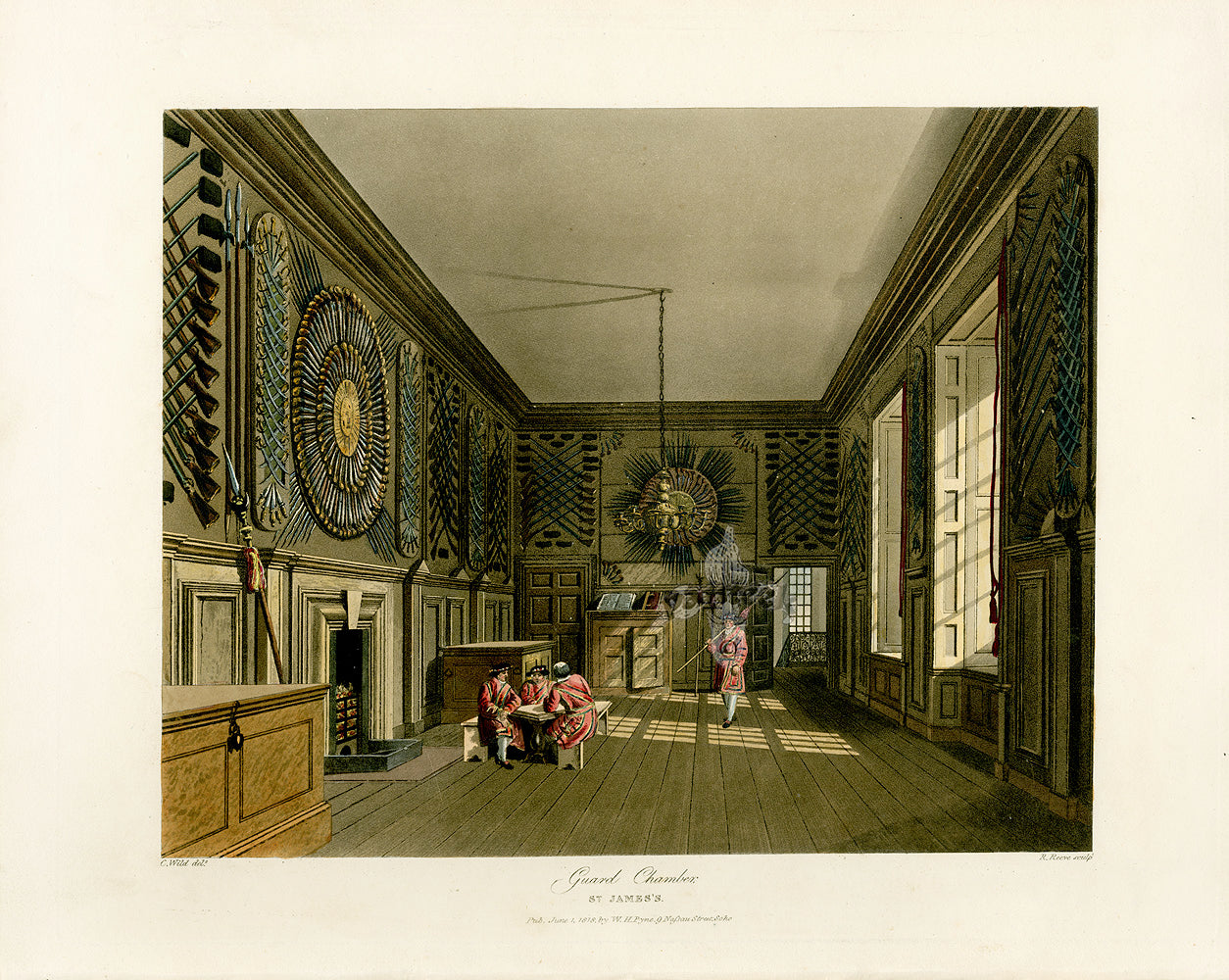 W.H. Pyne Prints 1819 Guard Chamber, St. James's