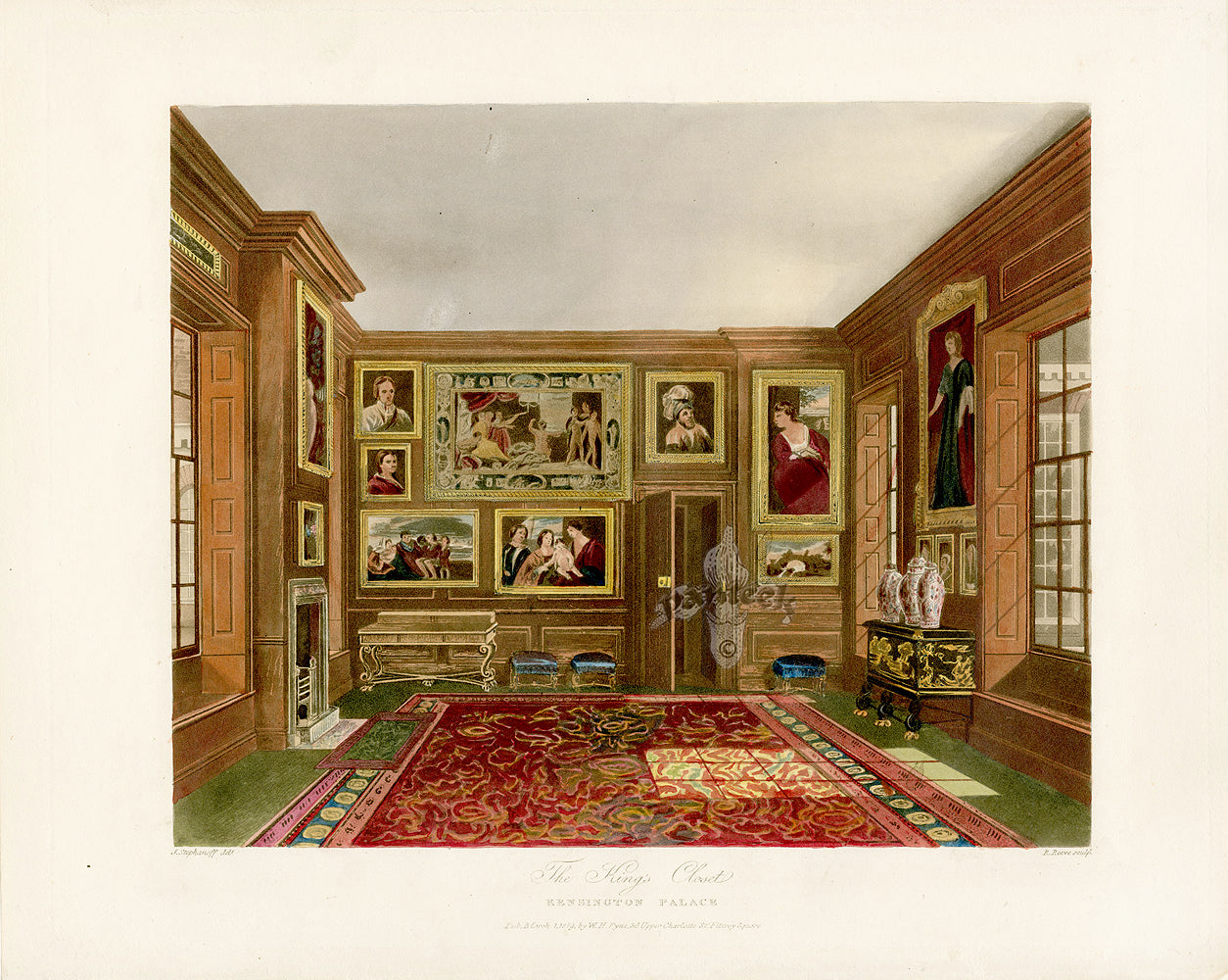 W.H. Pyne Prints 1819 King's Closet, Kensington Palace