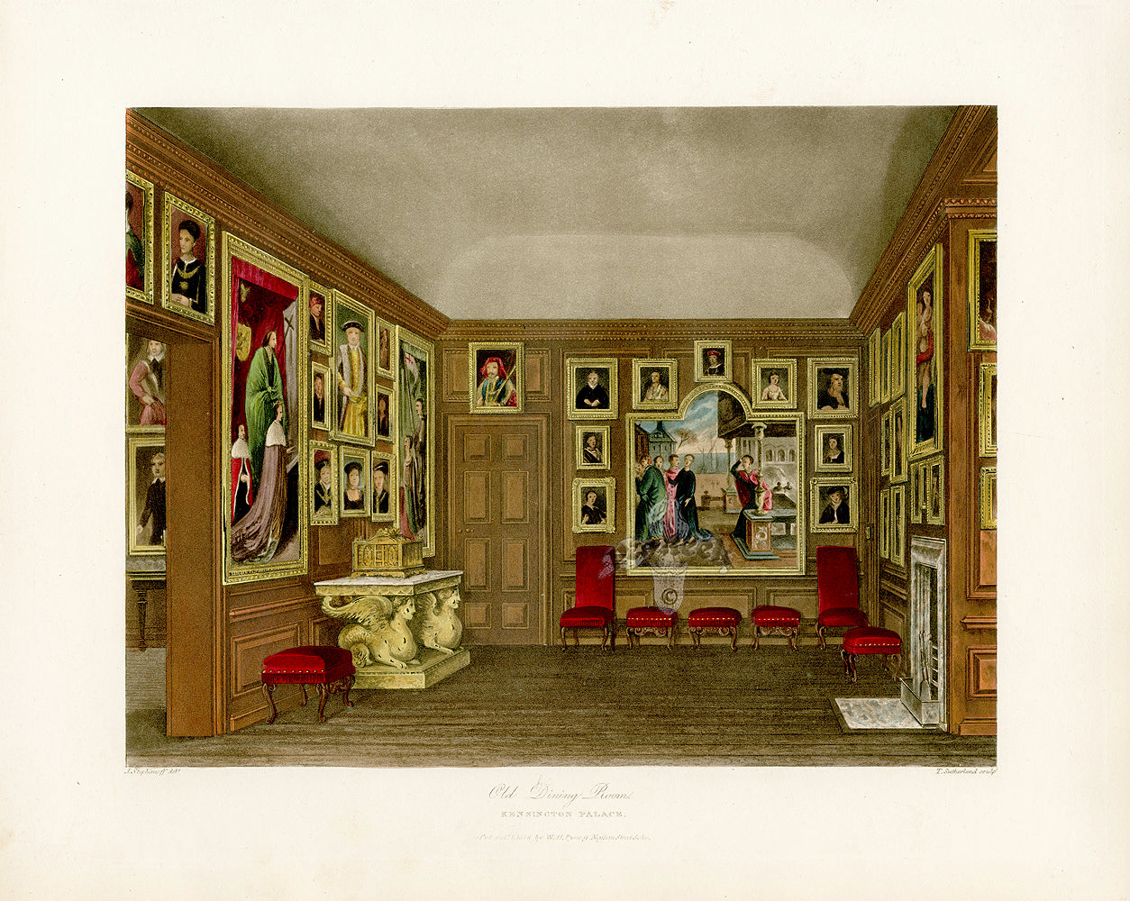 W.H. Pyne Prints 1819 Old Dining Room, Kensington Palace