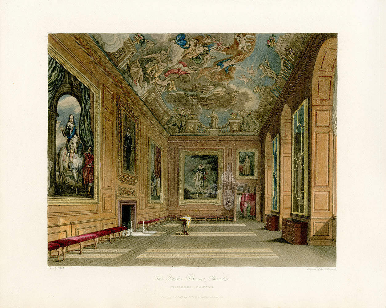 W.H. Pyne Prints 1819 Queen's Presence Chamber, Windsor Castle