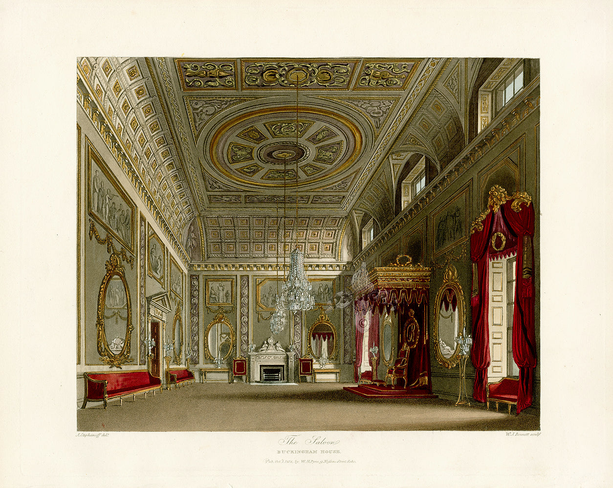 W.H. Pyne Prints 1819 Saloon, Buckingham House