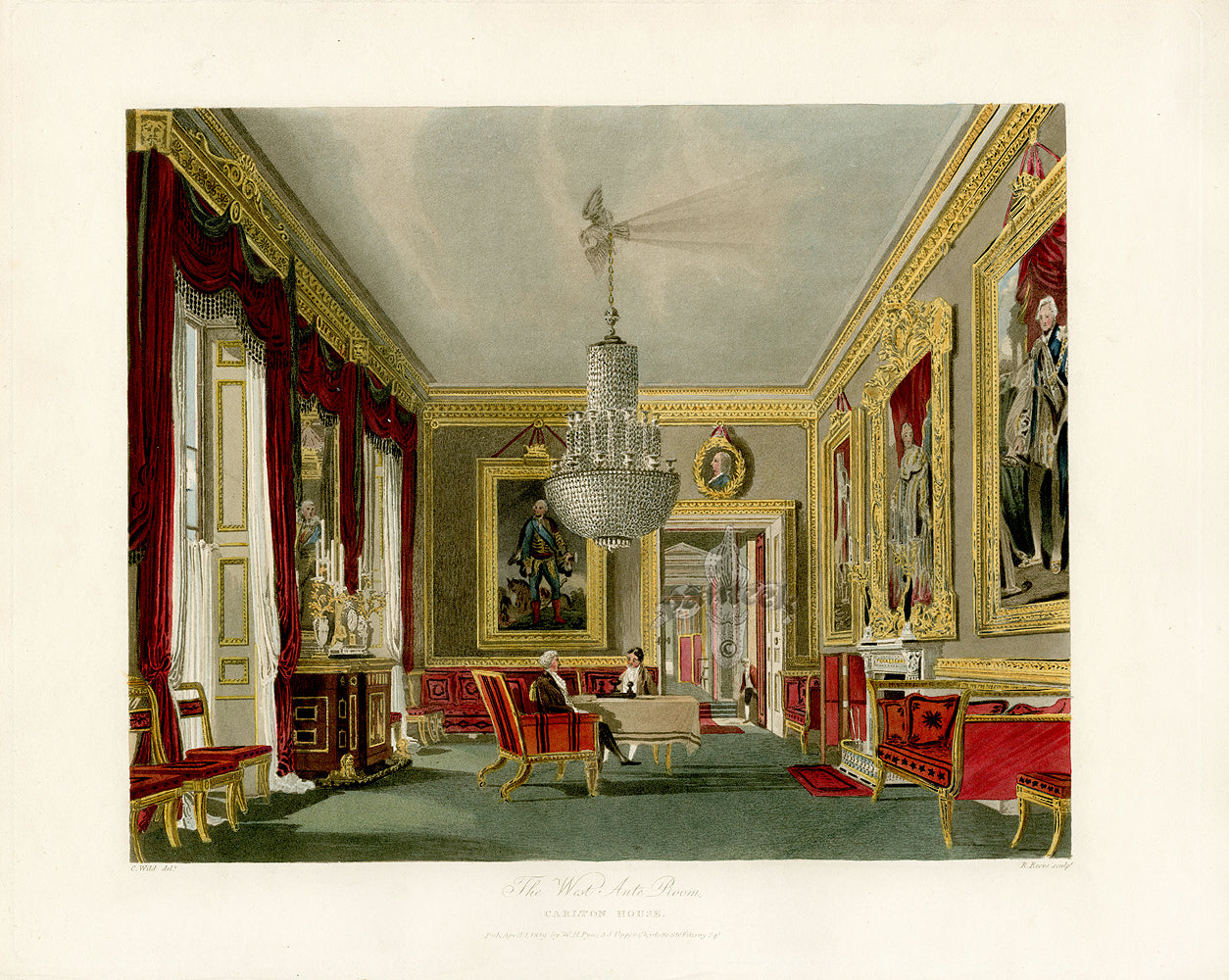 W.H. Pyne Prints 1819 West Ante Room, Carlton House