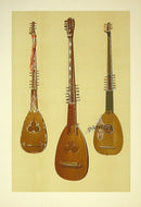 William Gibb Original Print Antique Musical Instrument 3 Chitarroni - Panteek Antique Prints