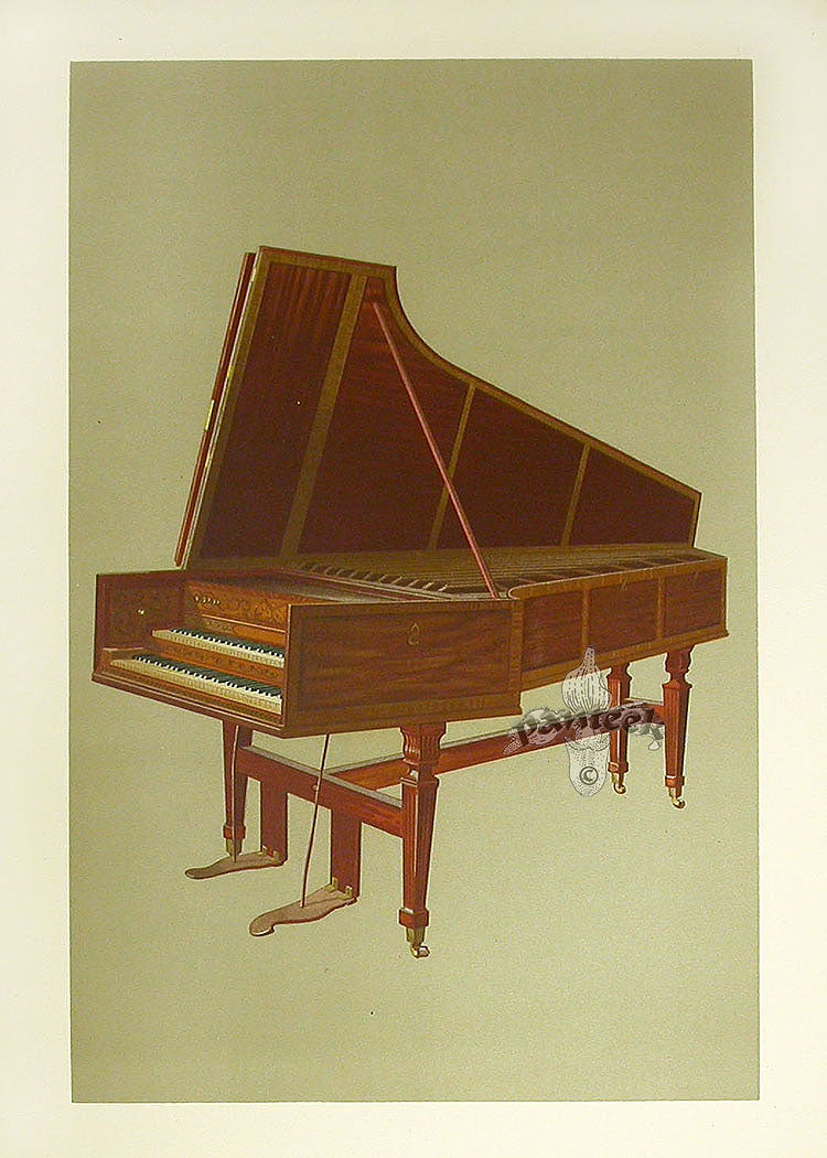 William Gibb Original Print Antique Musical Instrument Empress Harpsichord