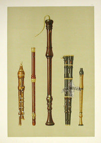 William Gibb Original Print Antique Musical Instrument Flutes - Panteek Antique Prints
