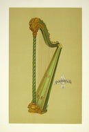 William Gibb Original Print Antique Musical Instrument Pedal Harp - Panteek Antique Prints