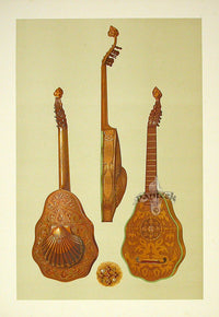 William Gibb Original Print Antique Musical Instrument Queen's Lute - Panteek Antique Prints