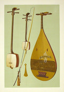 William Gibb Original Print Antique Musical Instrument Siamisen - Panteek Antique Prints