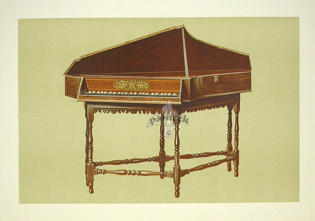 William Gibb Original Print Antique Musical Instrument Spinet