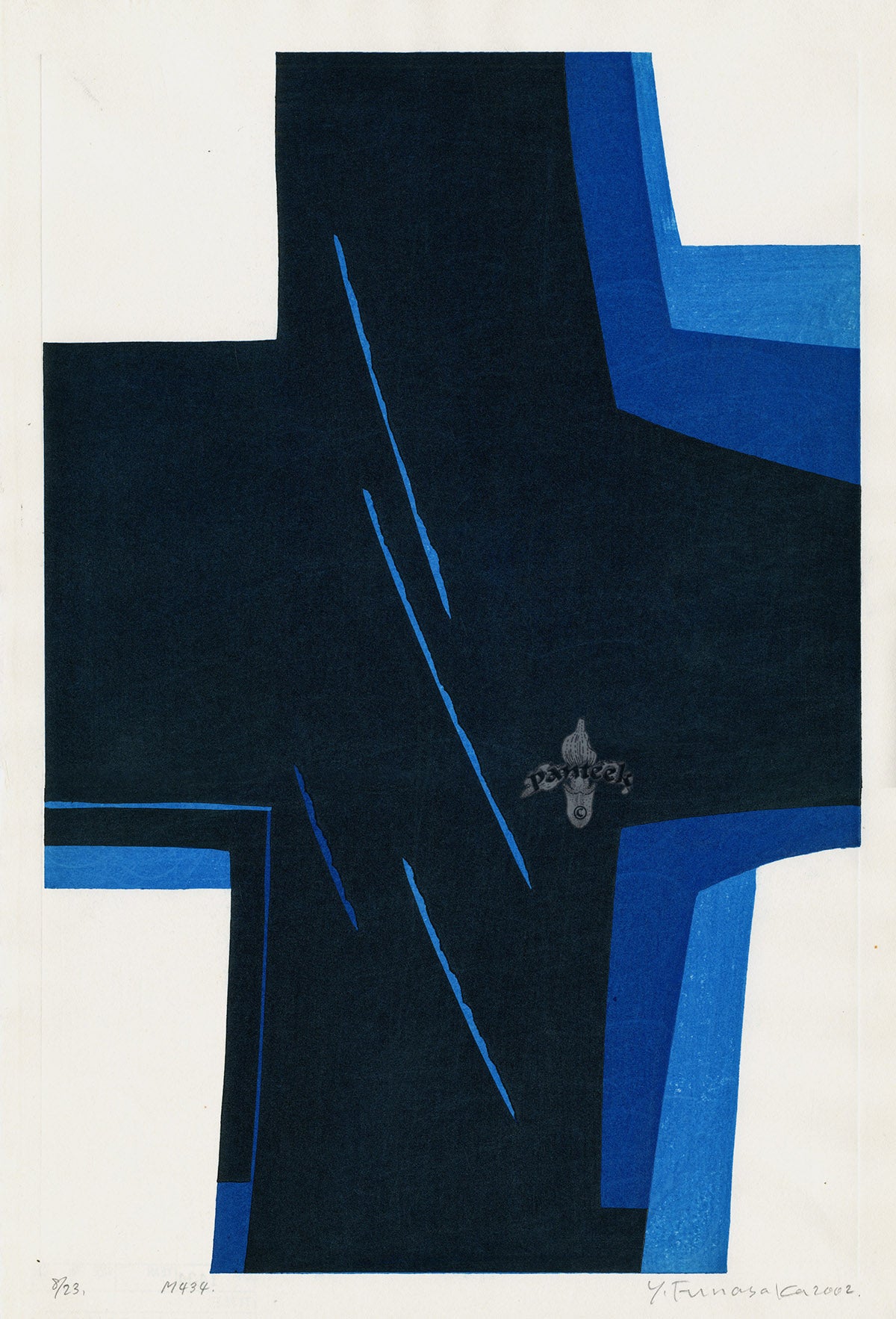 Yoshisuke Funasaka Blue Black Abstract M434