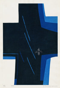 Yoshisuke Funasaka Blue Black Abstract M434 - Panteek Antique Prints