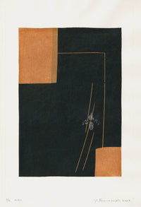 Yoshisuke Funasaka Orange Black Abstract M410 - Panteek Antique Prints