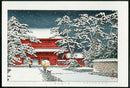 Zojoji Temple in Snow at Daichi by Kawase Hasui 1925 - Panteek Antique Prints