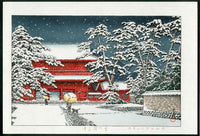 Zojoji Temple in Snow at Daichi by Kawase Hasui 1925 - Panteek Antique Prints