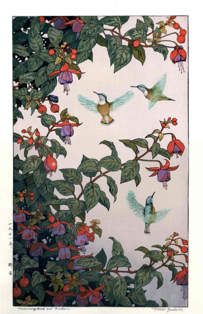 Toshi Yoshida Hummingbird and Fuchsia (California)