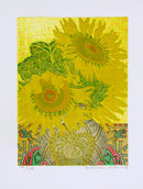 Yousaku Sekino Bird and Sunflower Japanese Woodblock